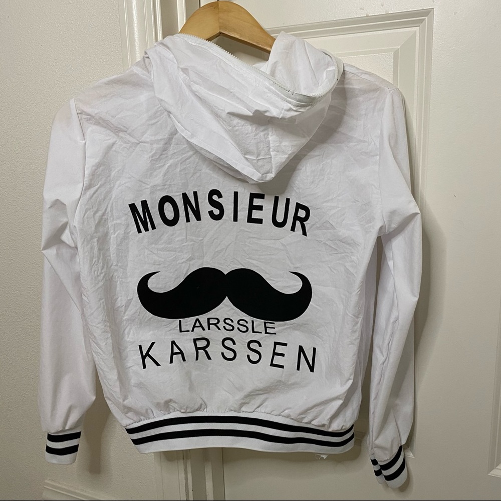 Black and white mustache zip-up hoodie
